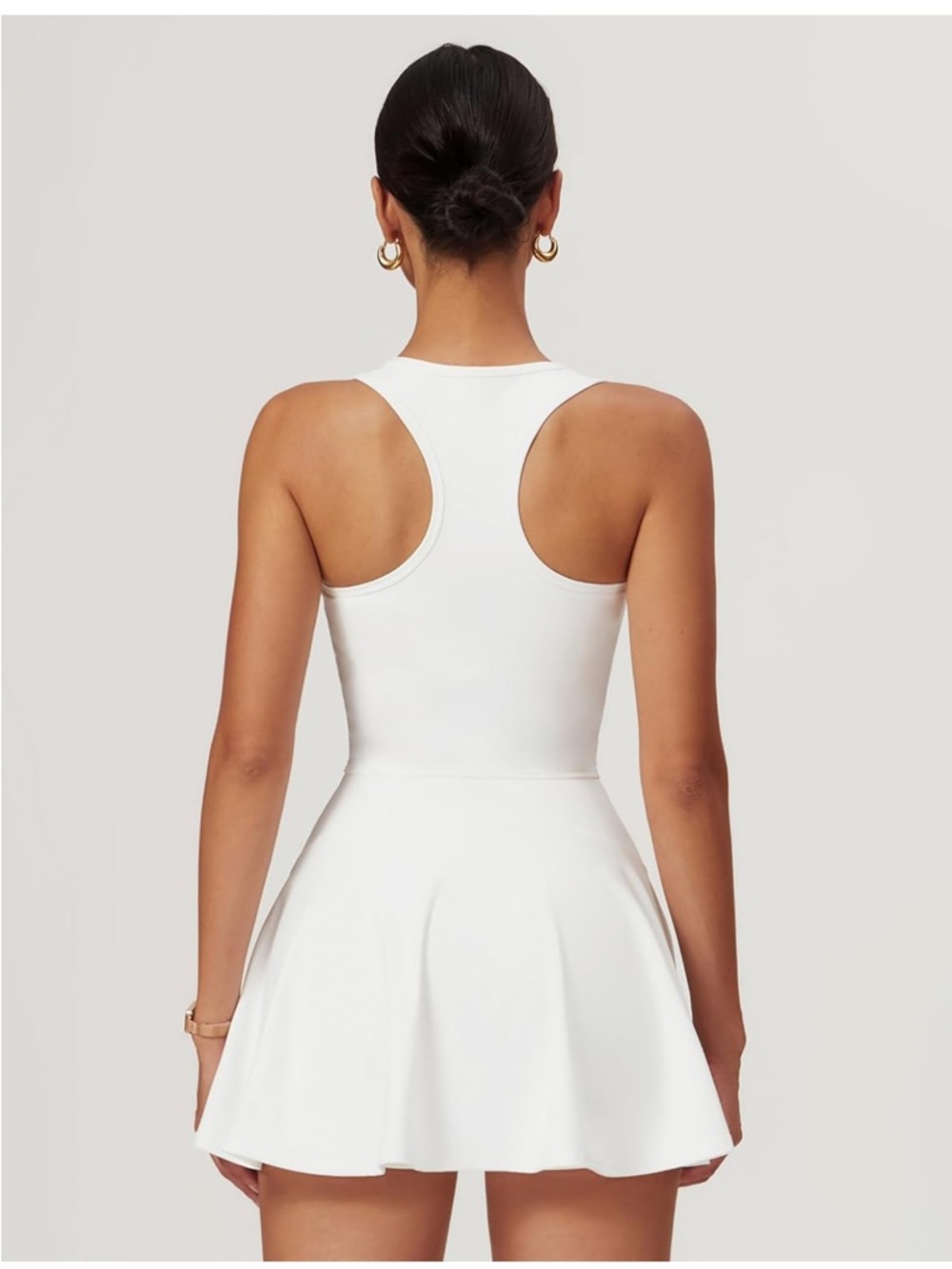 White Racerback Zip Front Tennis Dress with Shorts (NWT) - Picture 2 of 8
